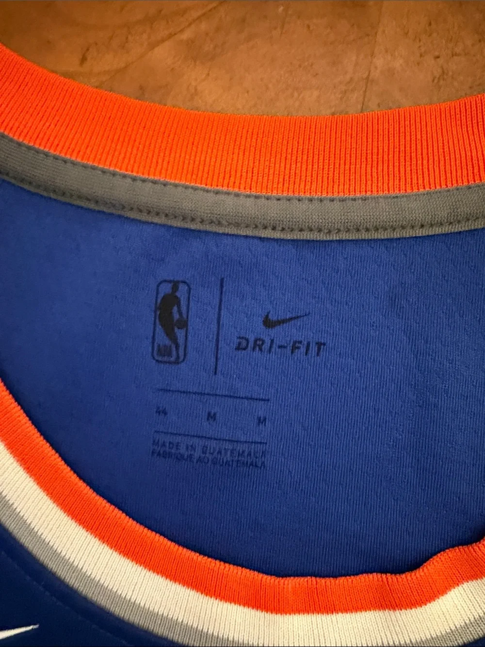 Nike Blue and Orange New York Basketball Game Jersey